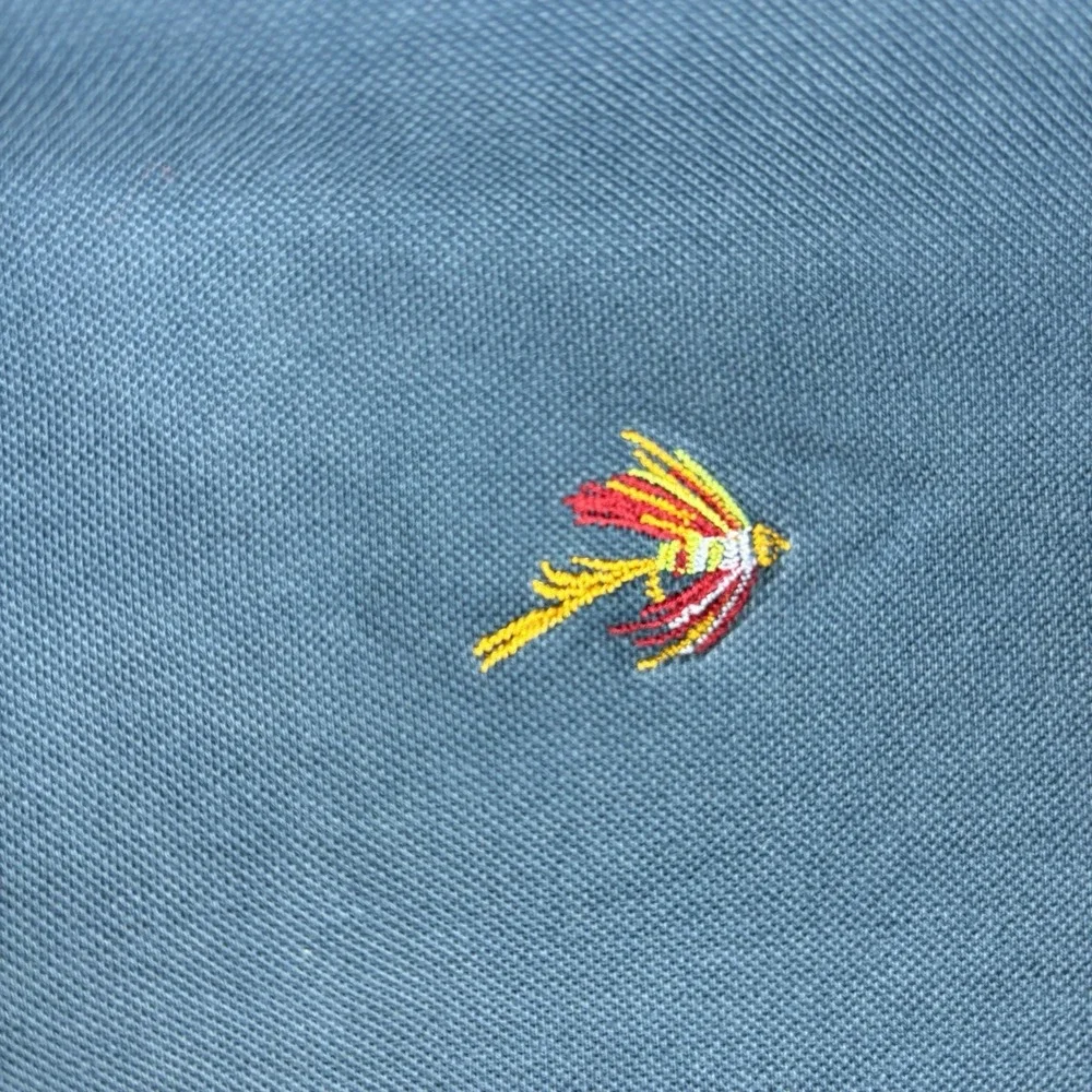 Orvis Polo Shirt Mens XXL Blue Pima Cotton Stretch Embroidered Casual Golf Polo
